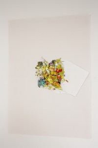 Yellow, Dried Acrylic paint bits on paper, on Paper, 2013