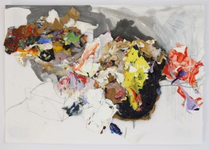 Exult, graphite, acrylic and dried acrylic paint collaged onto paper, 2013