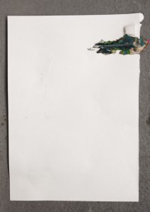 Chip with Pink, Dried Acrylic Paint on paper, 2012