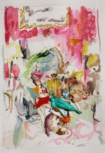 Room, 11cm x 8cm, Graphite, Guache and Dried acrylic paint on Paper, 2014