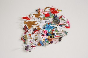 Cloudopening, Dried acrylic and paper on paper, 20cm x 20cm, 2014