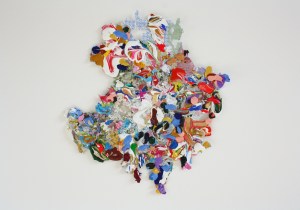 Strangefruit, Dried acrylic paint on various paper surfaces, 28cm x 25cm, 2014