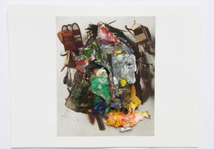 Only the Attachment, Dried acrylic paint collaged onto print from an old masters booklet, 2013