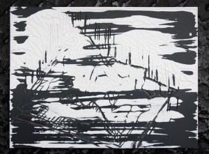 Untitled (close up), acrylic on lino, November 2012