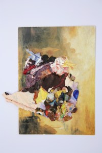 Dried Acrylic Paint Collaged onto Postcard