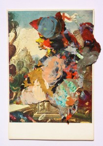Acrylic paint collaged onto postcard, 2013