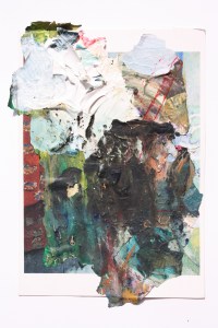 The Pass, Dried acrylic collaged onto postcard, 2013