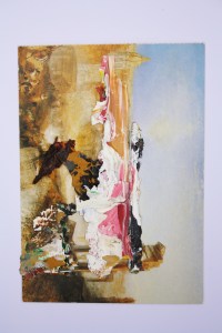 Modern Rome, Dried acrylic collaged onto postcard, 2013