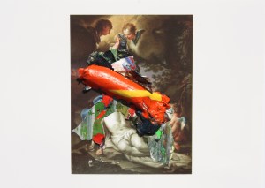 Pieta, Dried acrylic paint collaged on to print from an old masters booklet, 2013