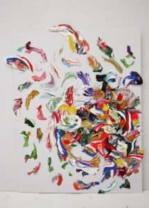 Roulette, Dried acrylic paint collaged onto card, December 2013